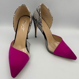 ** NO LONGER AVAILABLE ** D’Orsay Snake Print | Pink Velvet | Clear | Pumps